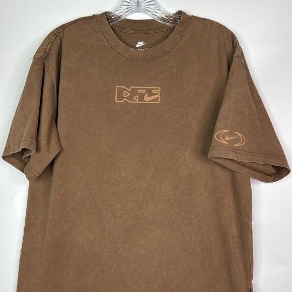 Nike Max90 Brown Loose Fit Stone Washed Crewneck Tshirt Size Small - Picture 2 of 9